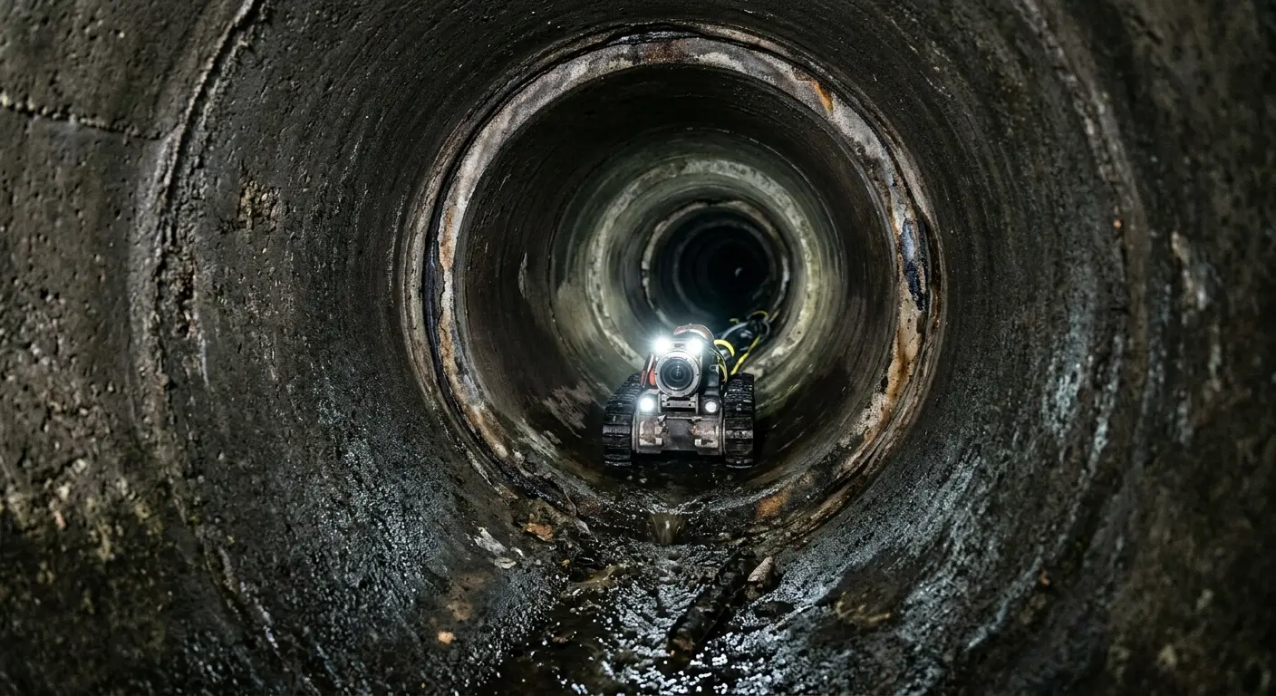 Robotic sewer camera inspecting pipe interior for Drain Snake Service in Scappoose